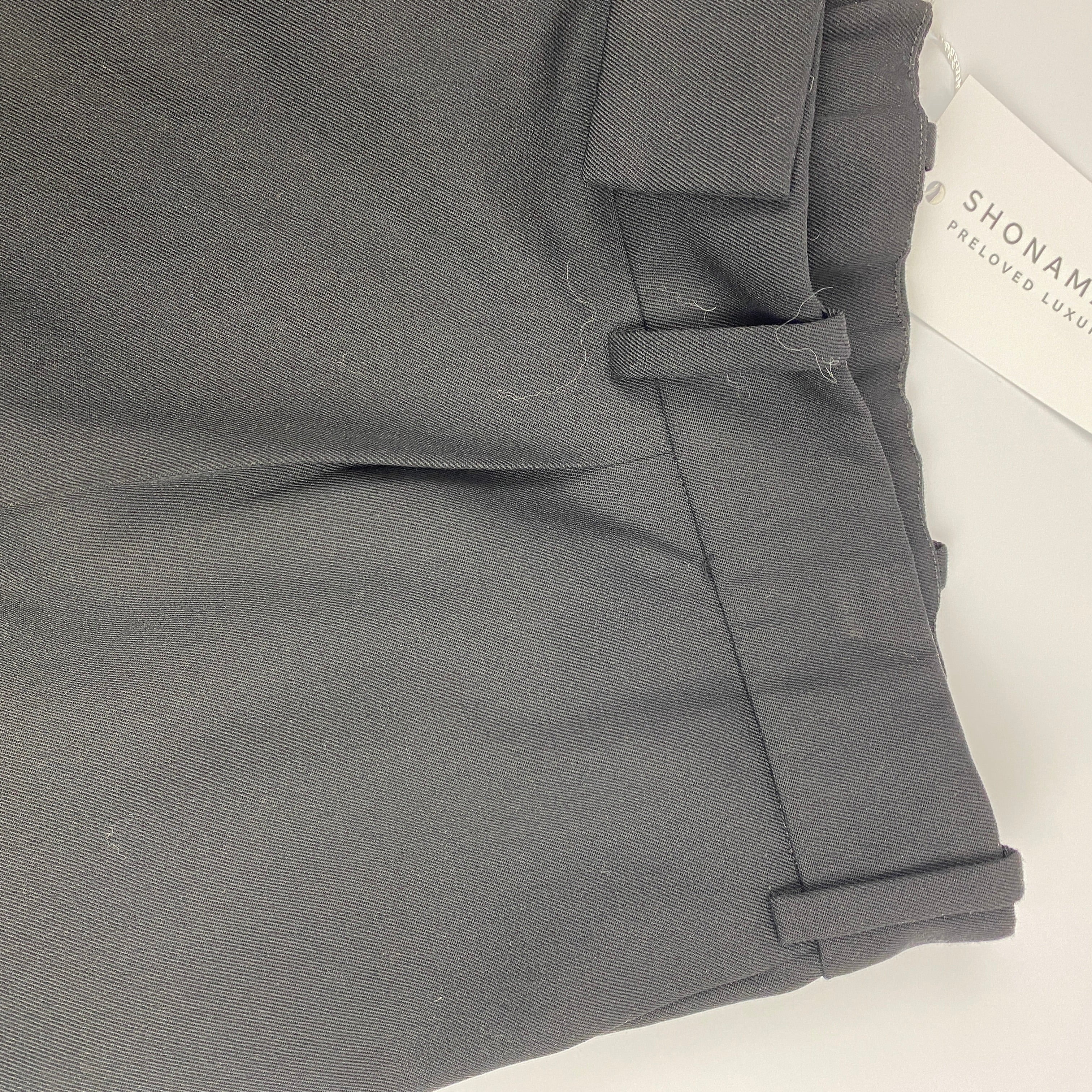 The Row £1000 Black Wool Gabardine Wide Leg Crop Pants L