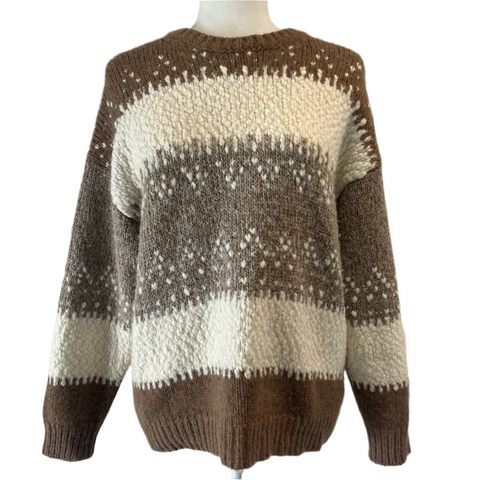 Peserico Cocoa & Vanilla Textured Stripe Sweater M