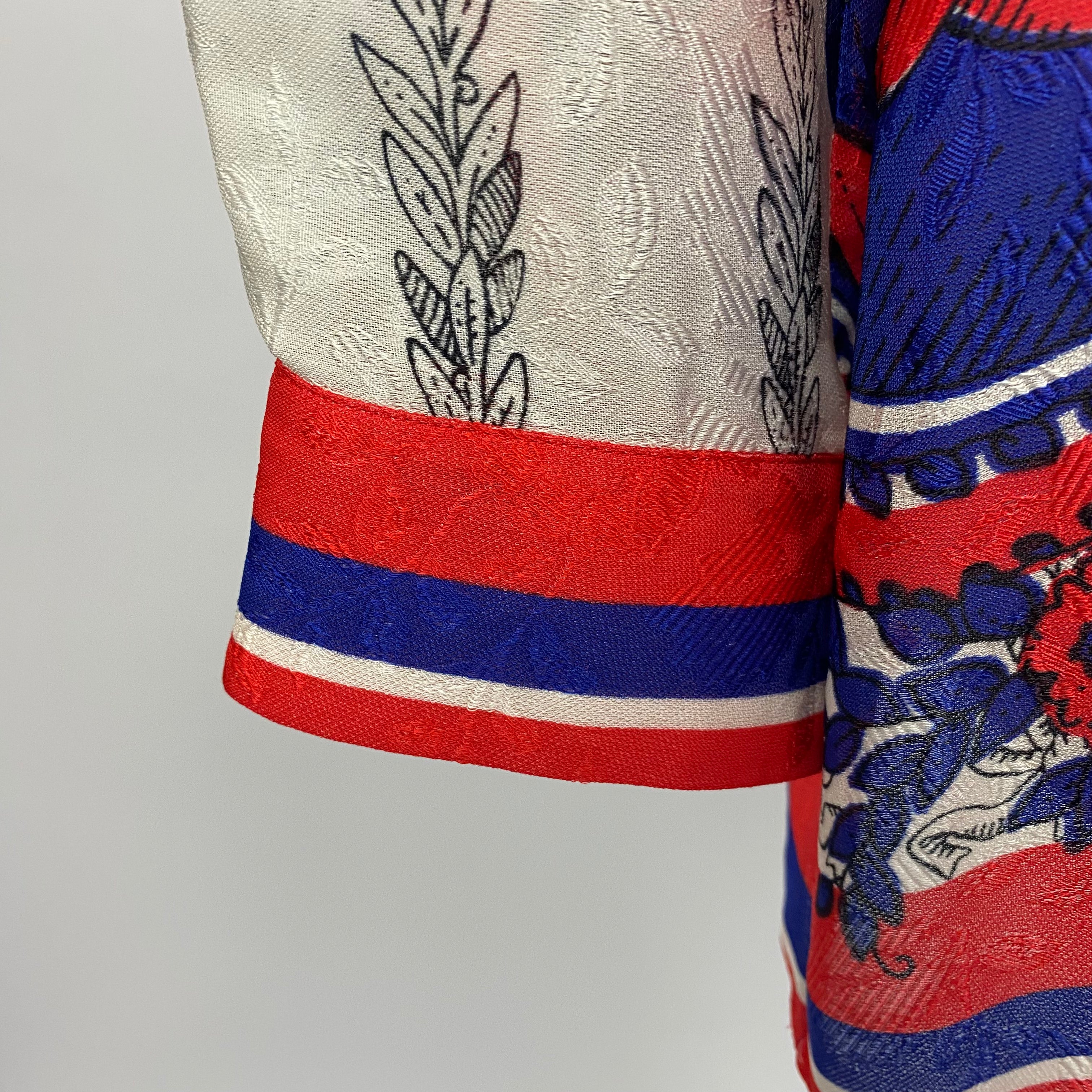 Gucci Ruby & Navy Carillon Print Silk Print Shirt S