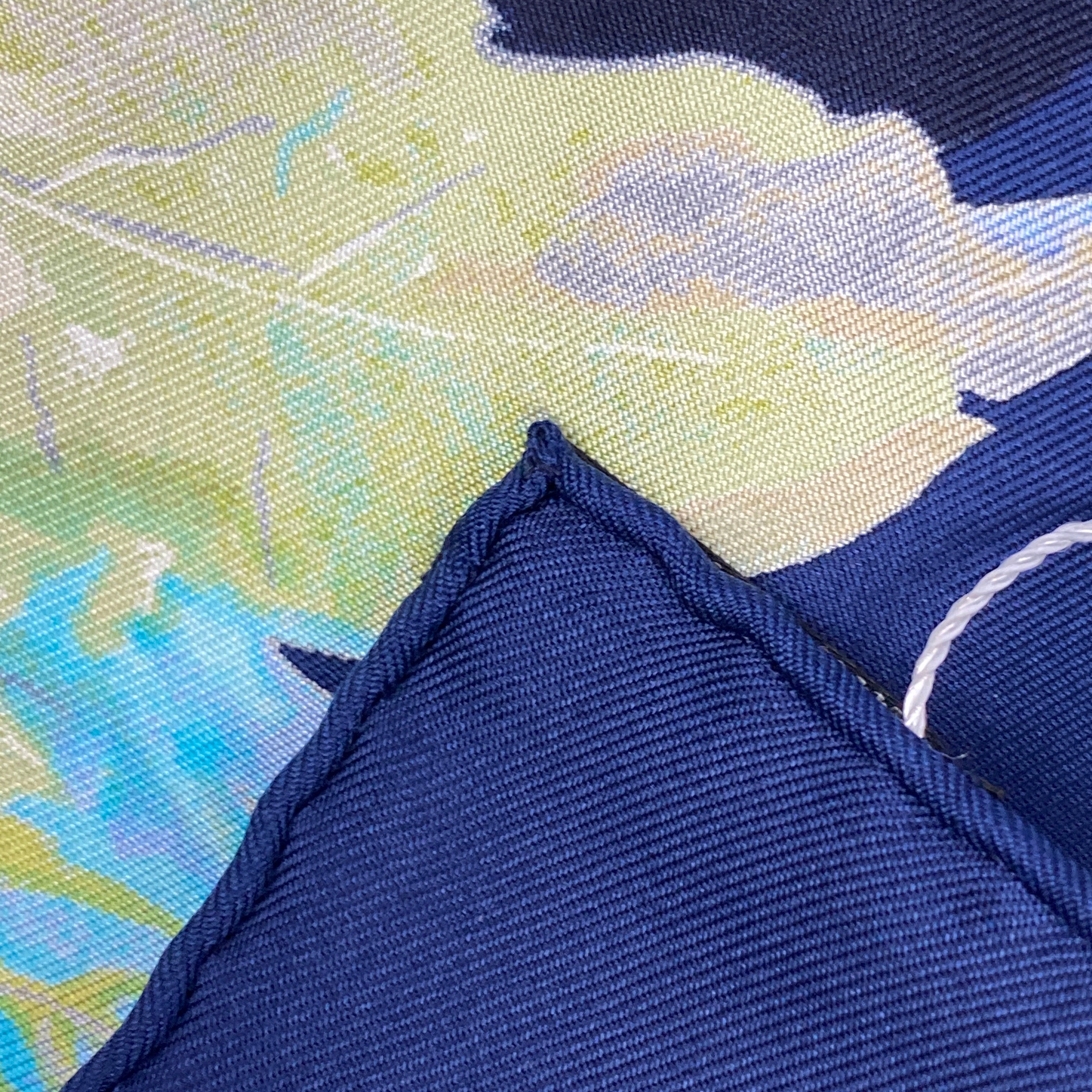 Hermes New Navy Autumn Leaves Silk Twill 90 Scarf