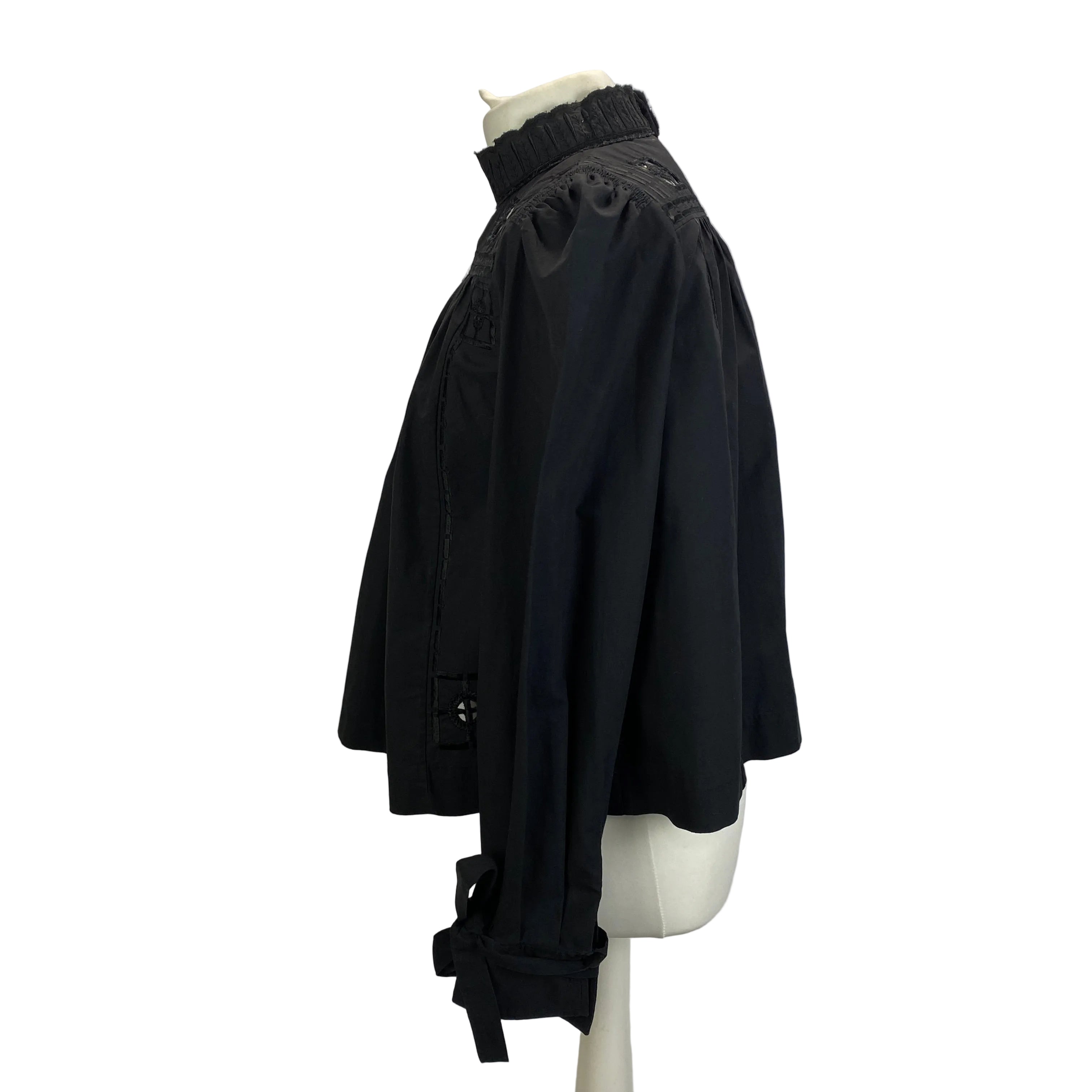 Isabel Marant Black Embroidered Cotton Swing Tunic Top S