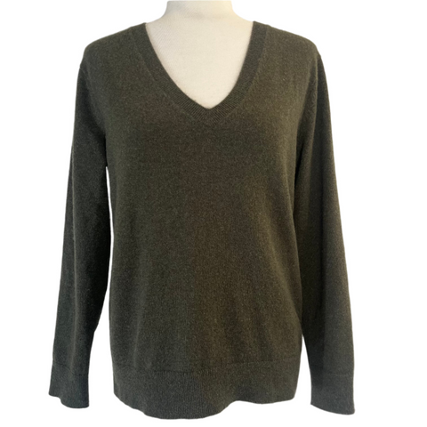 Vince Khaki Cashmere V Neck Sweater XS