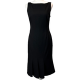 Ralph Lauren Black Label Black Wool Boat Neck Midi Dress S