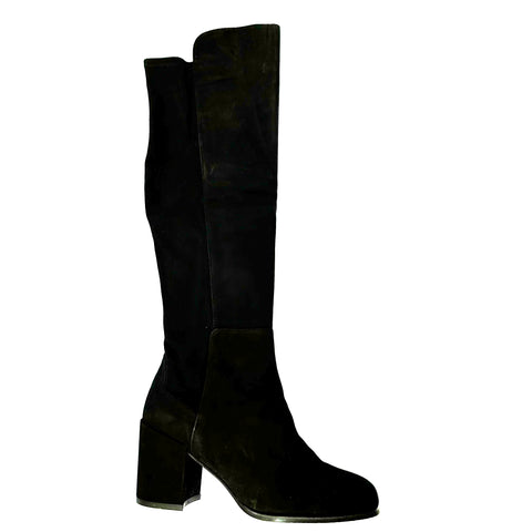 Stuart Weitzman Black Suede Stretch Over The Knee Boots 37.5