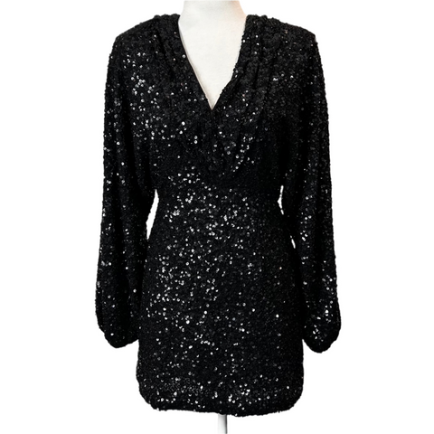 Retrofete Brand New Black Sequin Encrusted Mini Dress S