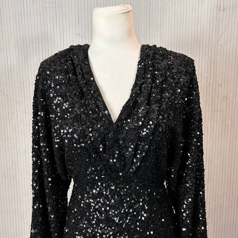 Retrofete Brand New Black Sequin Encrusted Mini Dress S