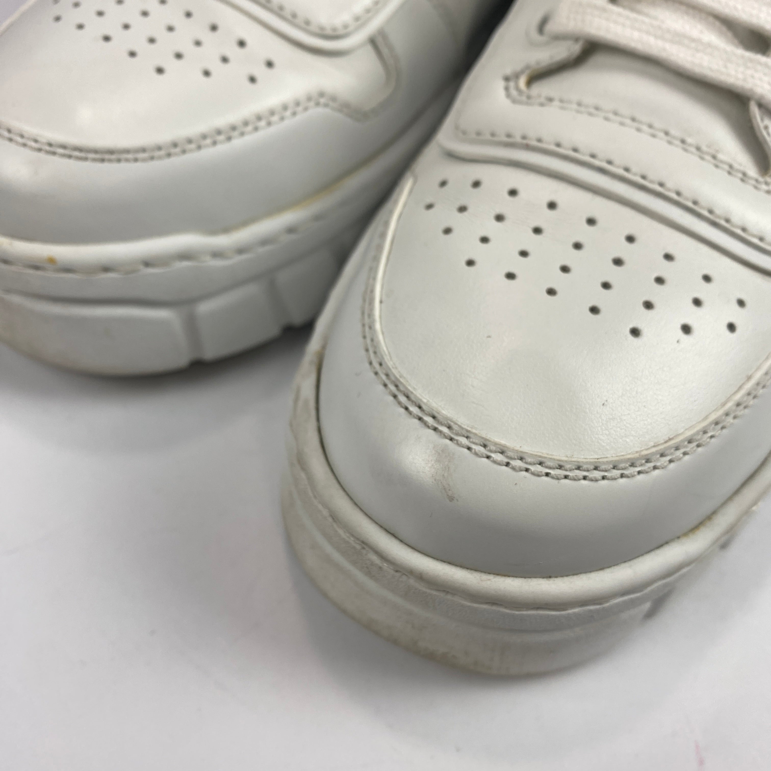Prada £870 White Leather Downtown Trainers 41