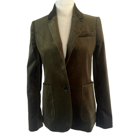 Me&Em £375 Sage Green Velvet Blazer XXS