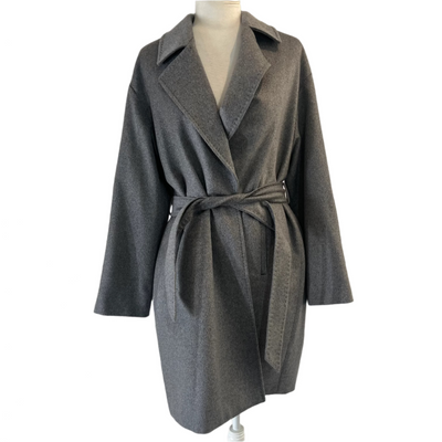 Max Mara Mid Grey Pure Cashmere Belted Coat M