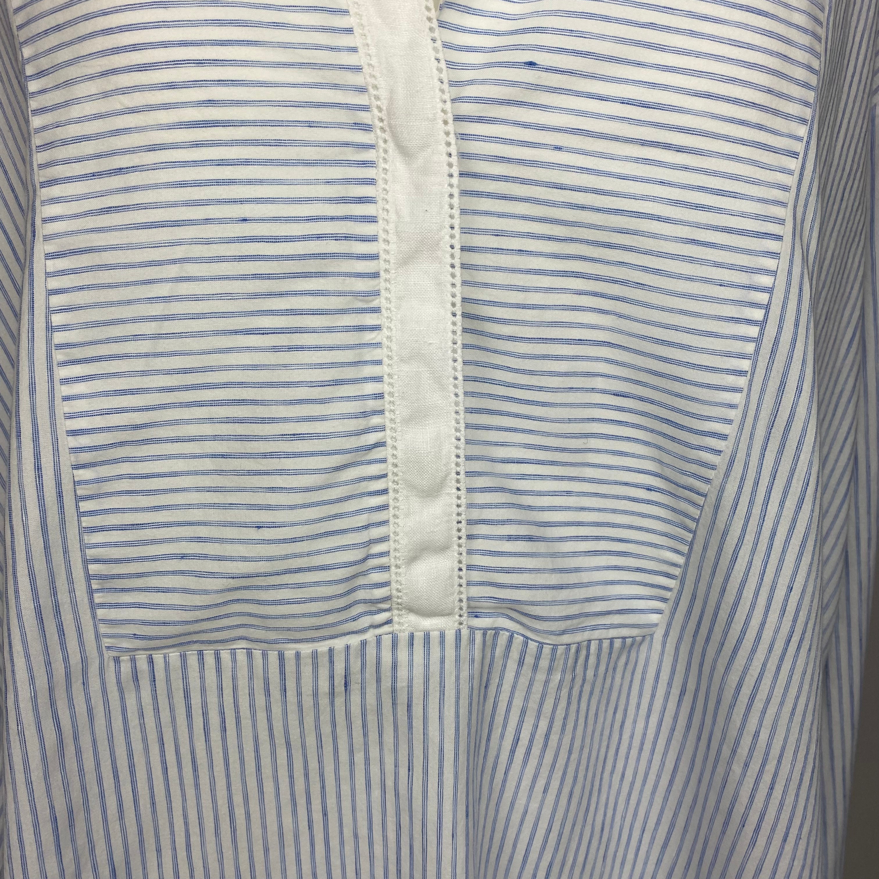 Loro Piana £1600 Blue & White Pinstripe Linen & Cotton Tunic XXL