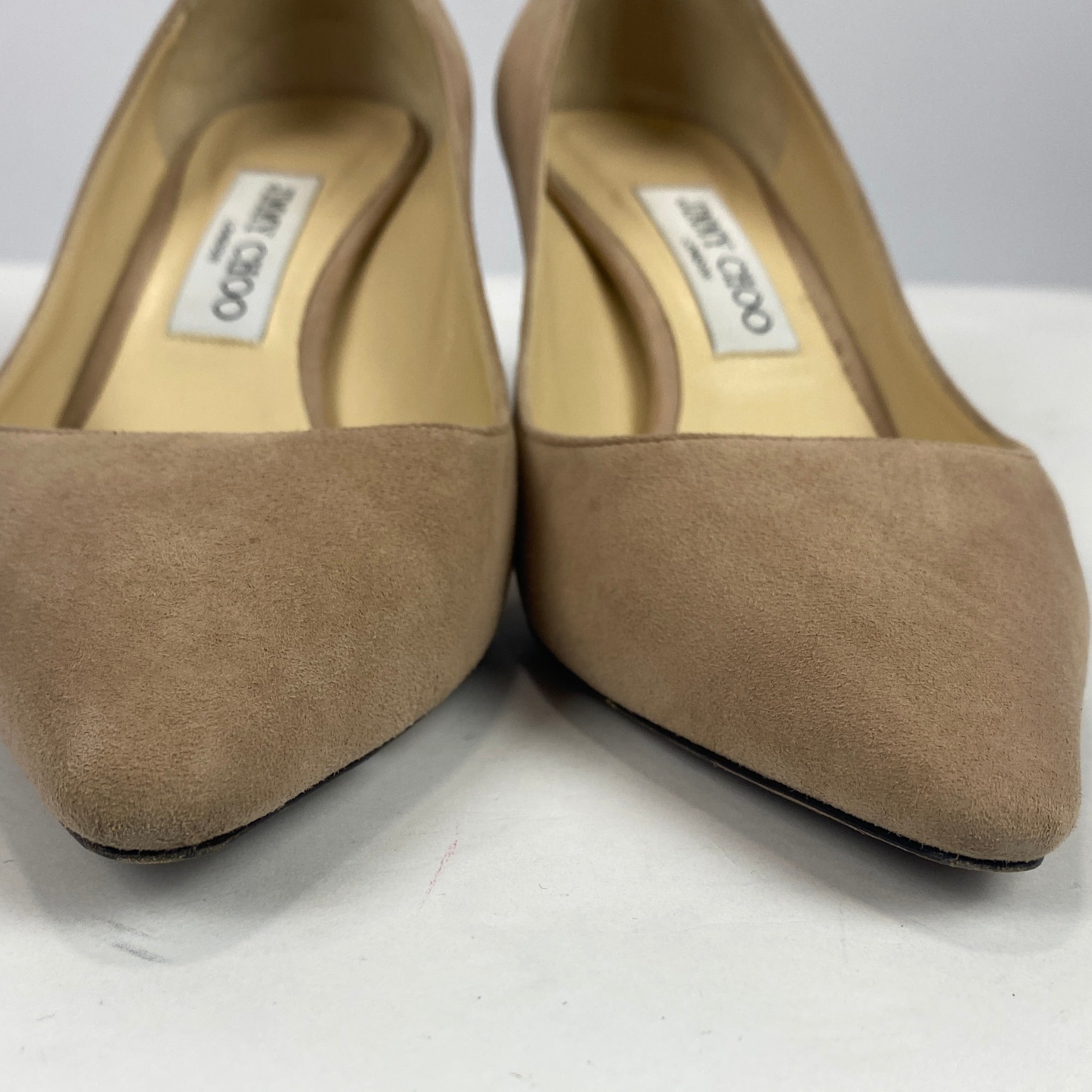 Jimmy Choo £650 Ballet Pink Suede Romy 60 Heels 38.5