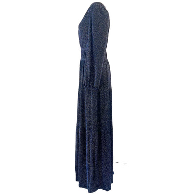 Ba&Sh Brand New £450 Navy Glitter  Stretch Maxi Dress S