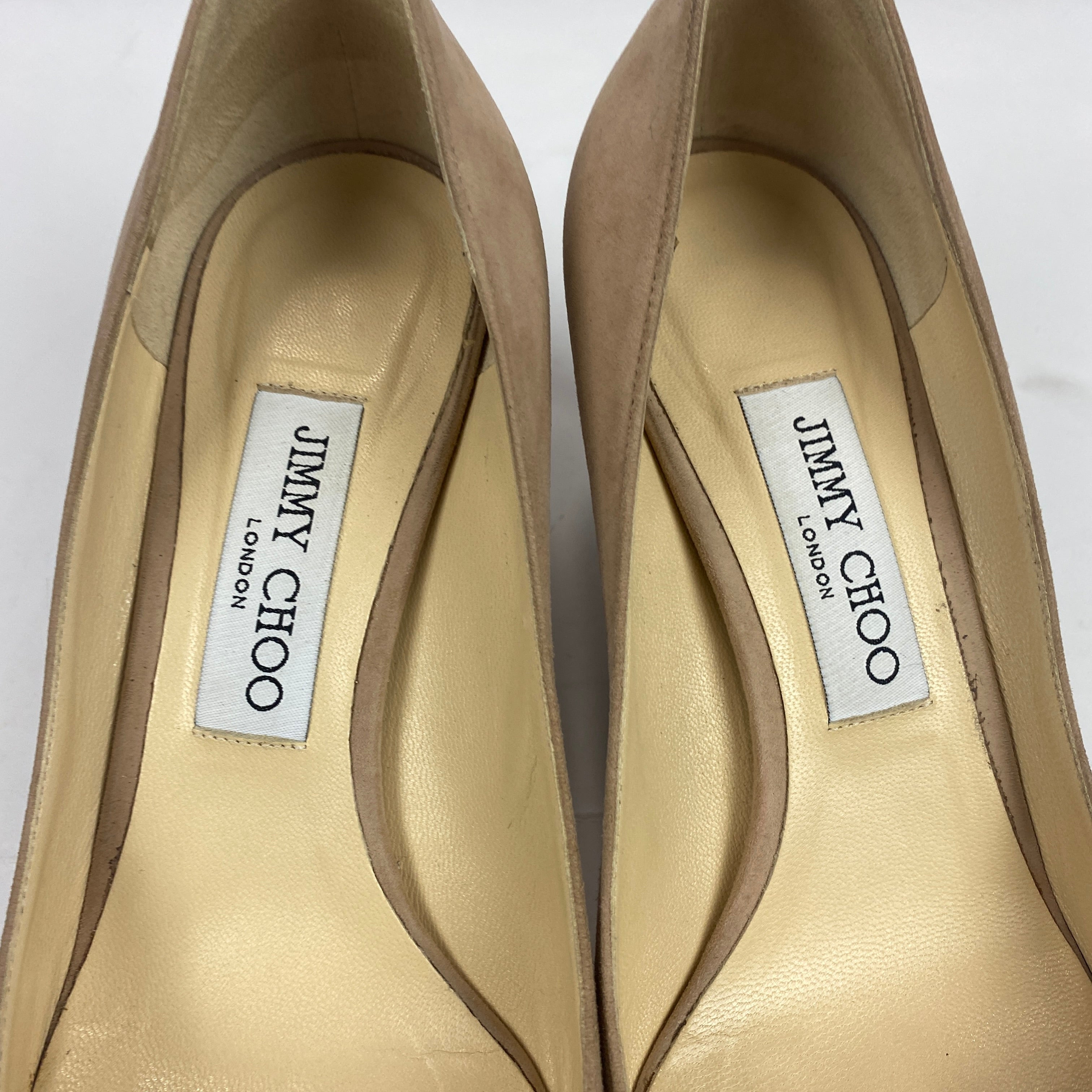 Jimmy Choo £650 Ballet Pink Suede Romy 60 Heels 38.5