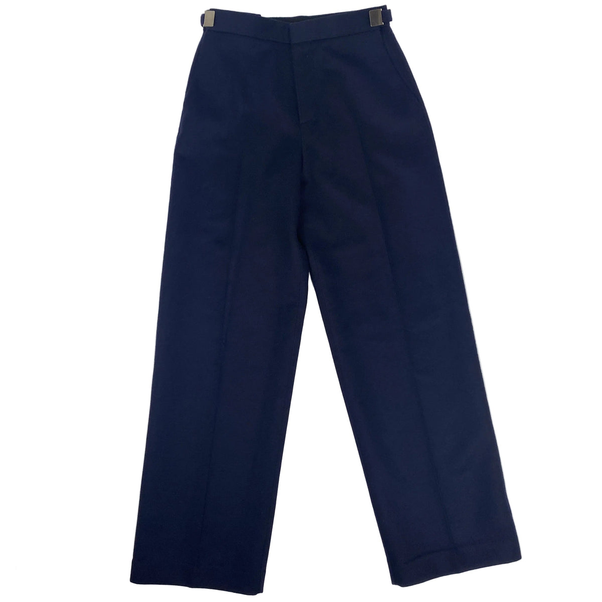 Bottega Veneta Navy Thick Wool Side Clip Trousers XXS