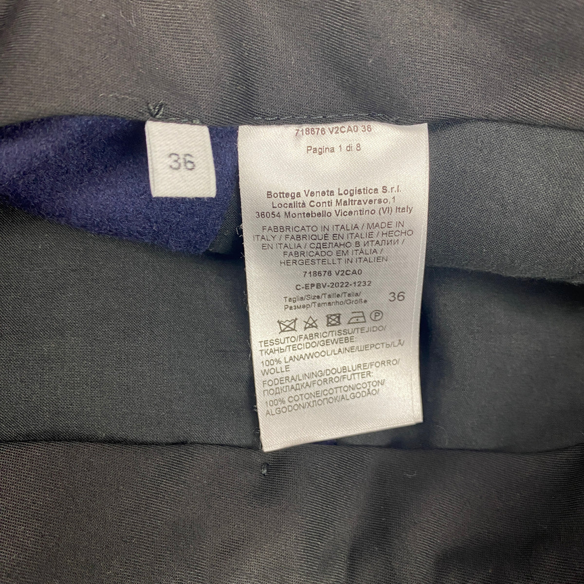 Bottega Veneta Navy Thick Wool Side Clip Trousers XXS