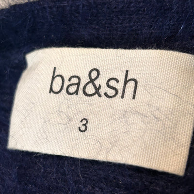 Ba&Sh Navy Fluffy Angora Twist Back Sweater L