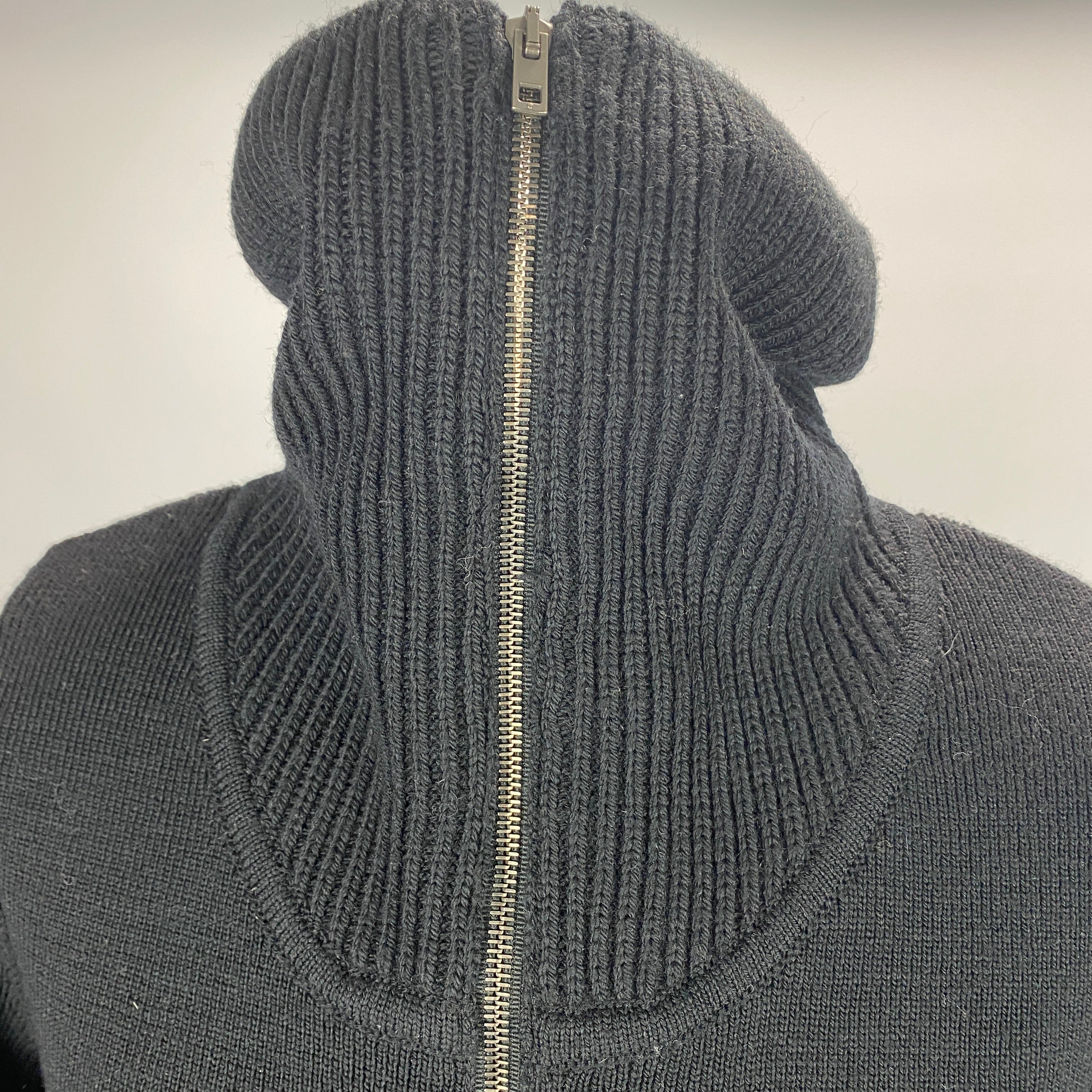 Lemaire £430 Black Wool Rib Zip Sweater XS