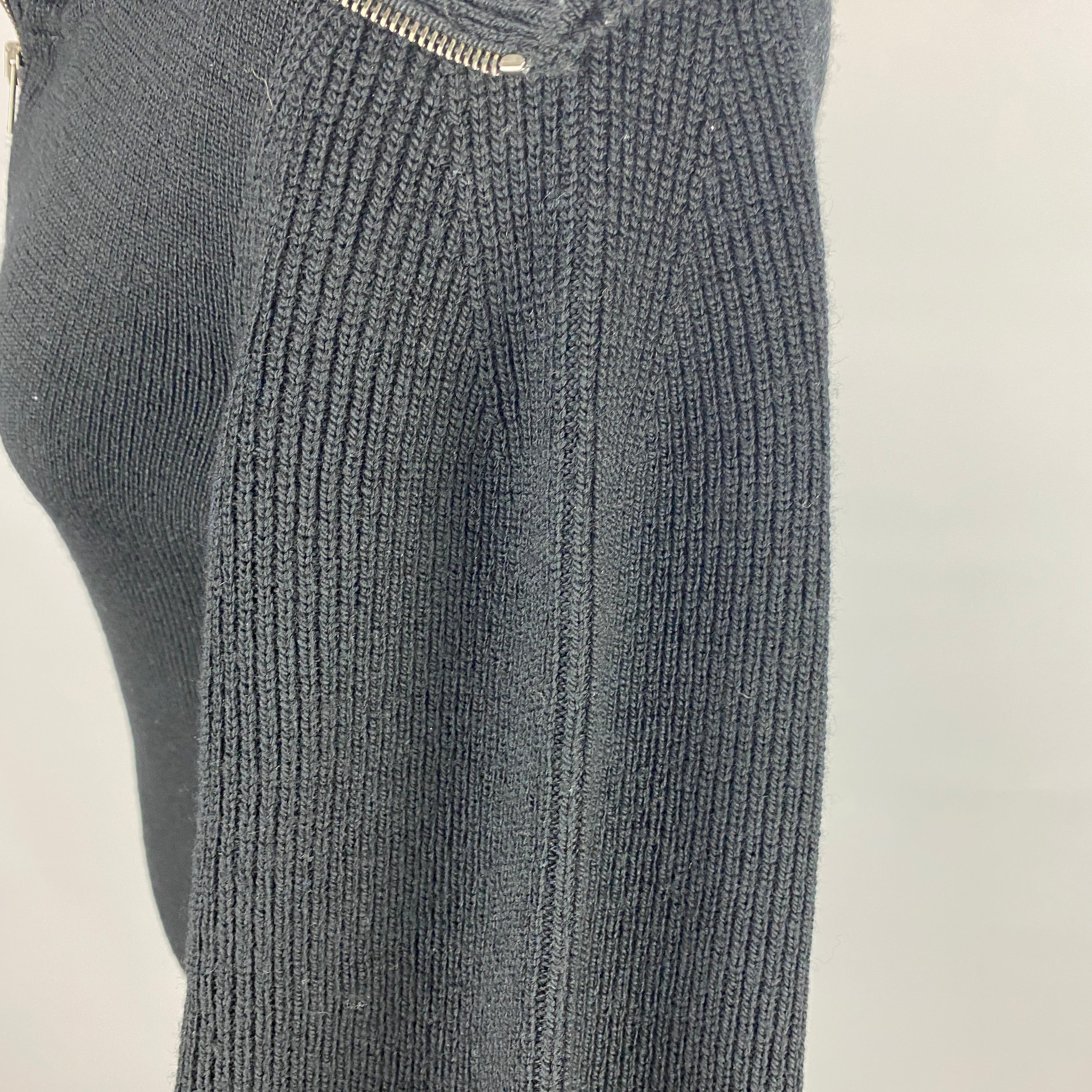 Lemaire £430 Black Wool Rib Zip Sweater XS