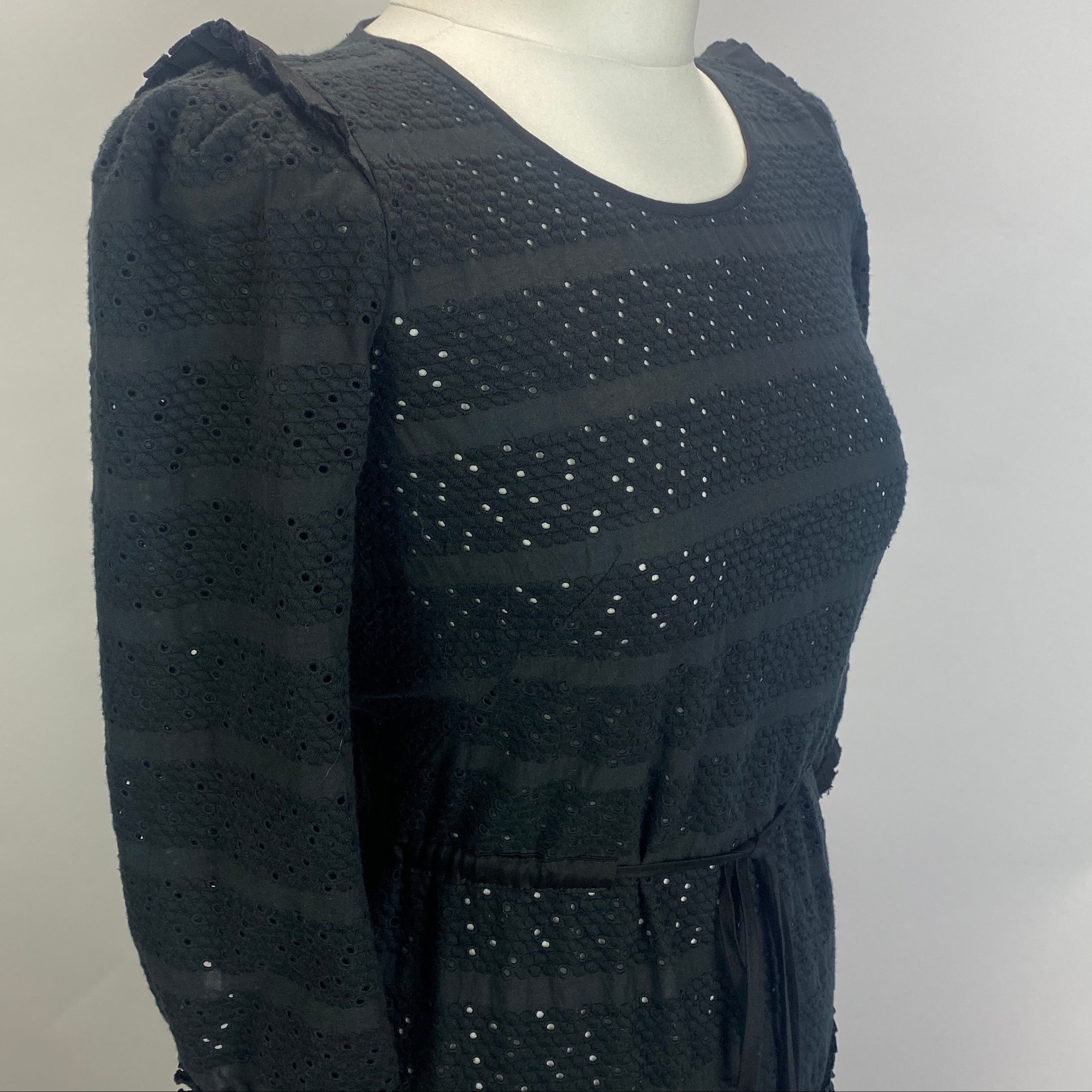 Anna Mason New Black Broderie Anglais Maxi Dress S