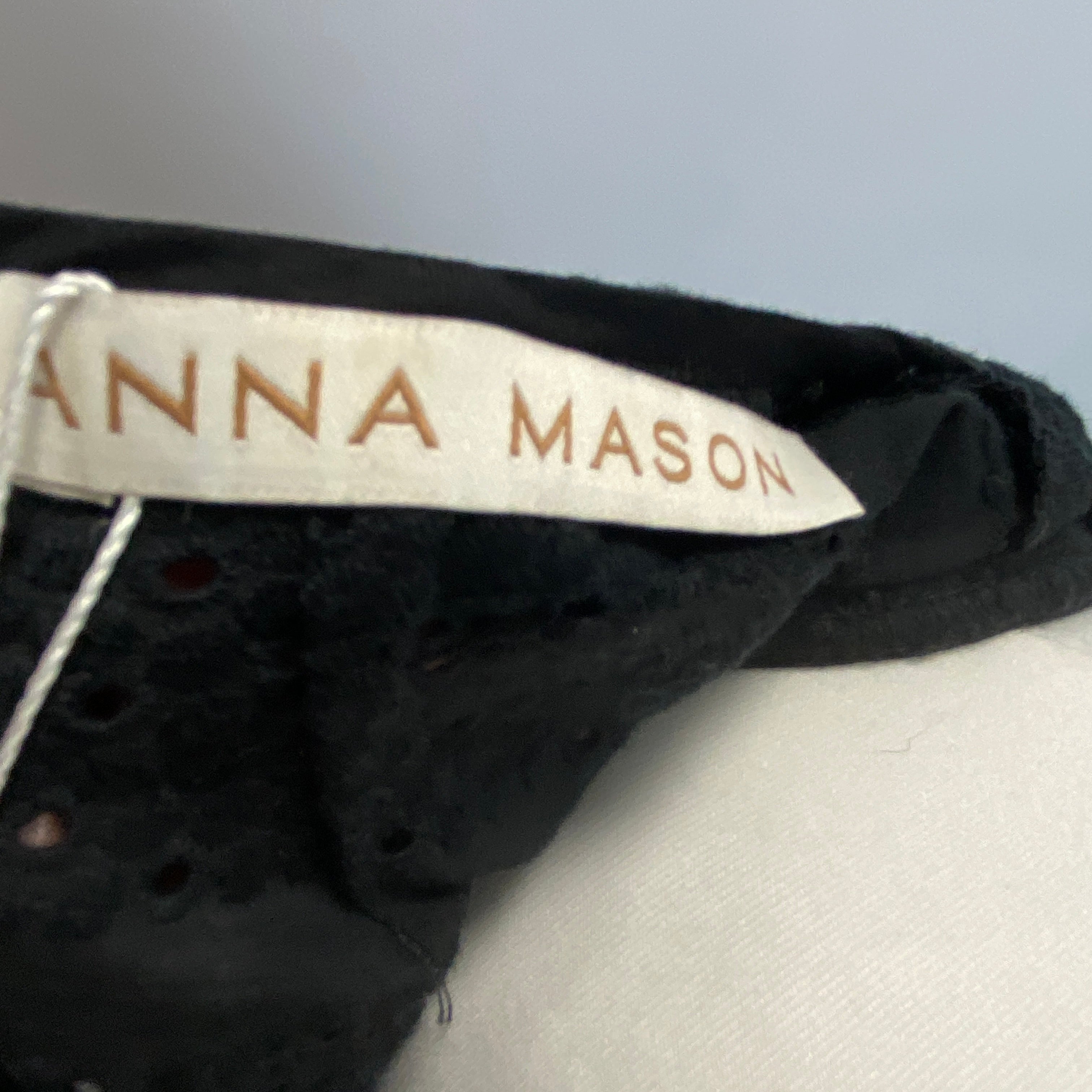 Anna Mason New Black Broderie Anglais Maxi Dress S