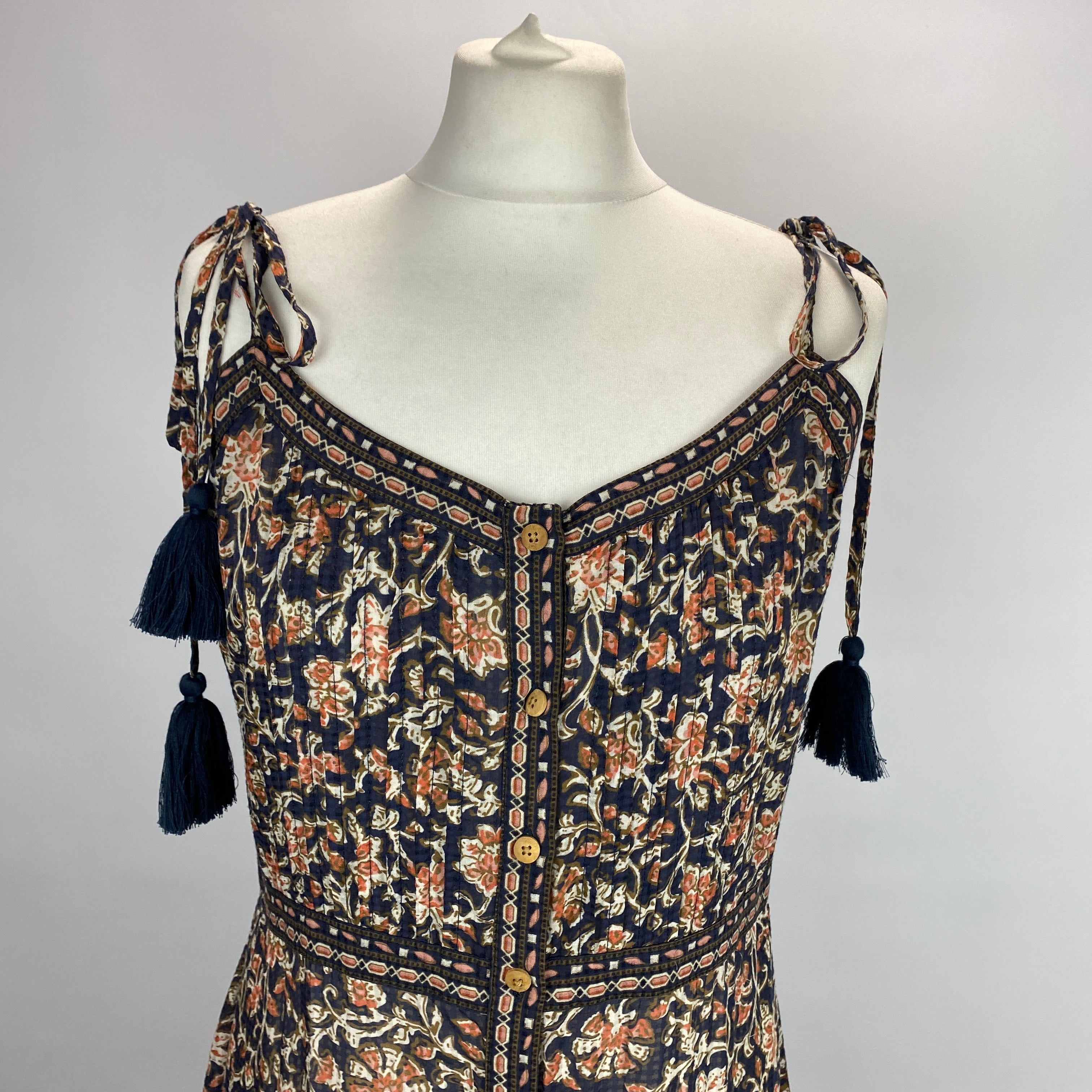 Veronica Beard New £400 Navy Floral Strappy Maxi Dress M