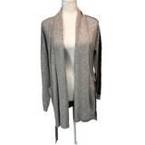 N Peal £595 Grey Organic Cashmere Longline Belted Cardigan M