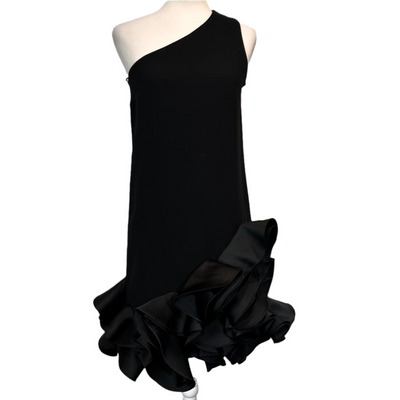 Victoria Beckham New Black One Shoulder Ruffle Dress XS