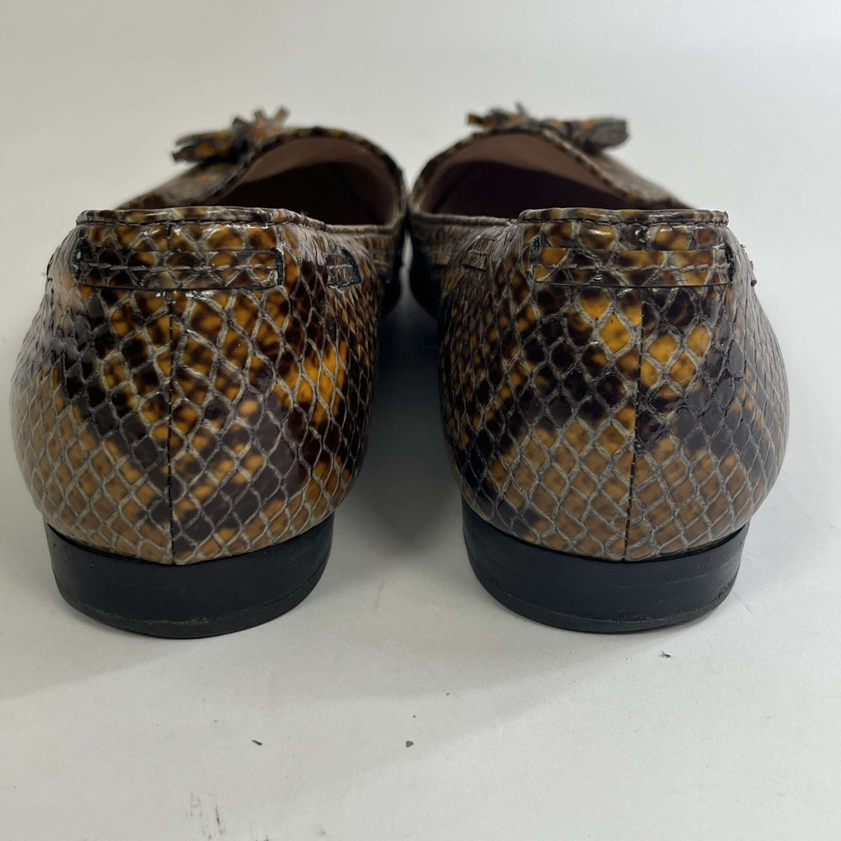 Miu Miu Mustard Patent Snakeskin Loafers 41