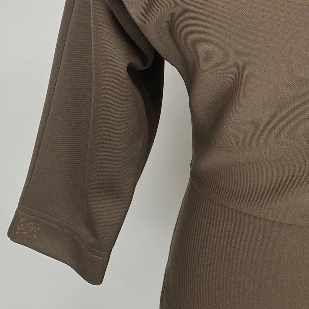 Fendi Brand New Taupe Stretch V Back Dress S