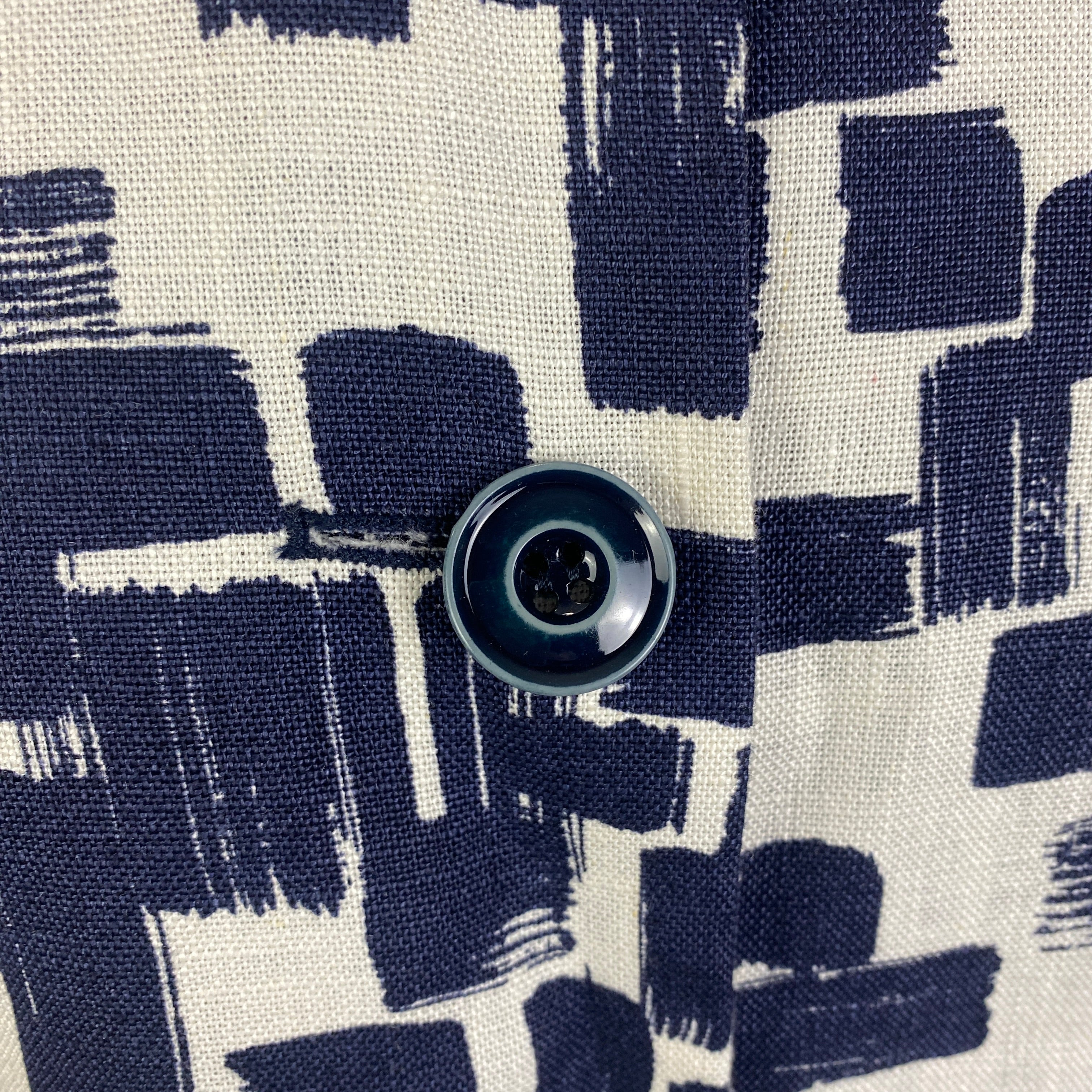 Weekend Max Mara Navy & Cream Print Linen Coat L