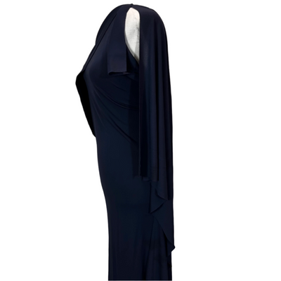 Roland Mouret Navy Silk Jersey One Shoulder Dress M