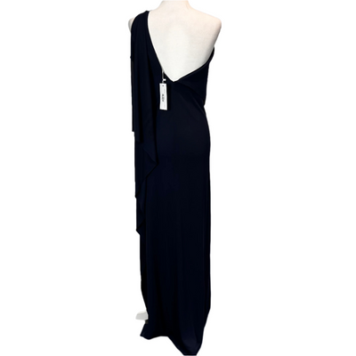 Roland Mouret Navy Silk Jersey One Shoulder Dress M