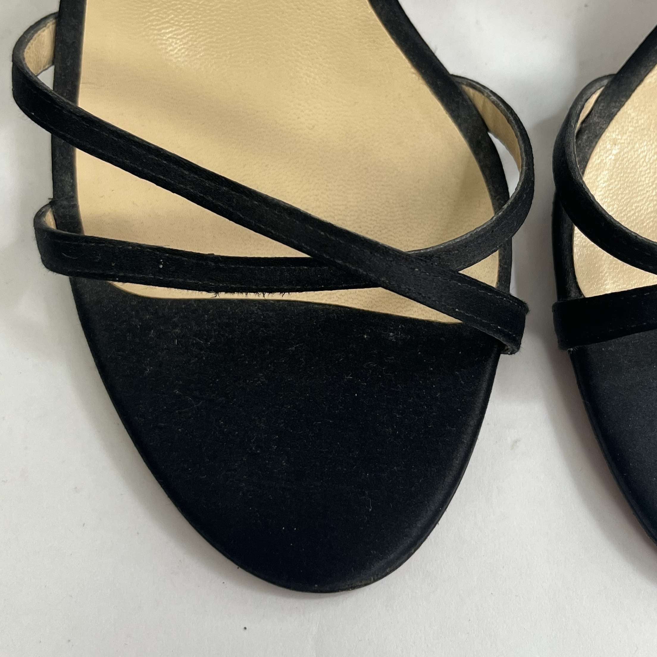 Jimmy Choo Black Silk Strappy Heel Sandals 38