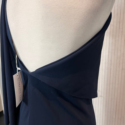 Roland Mouret Navy Silk Jersey One Shoulder Dress M