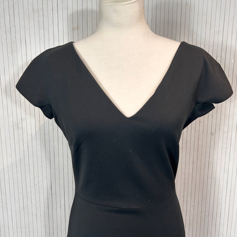 Victoria Beckham Black Stretch Cotton Zip Back Midi Dress S/M