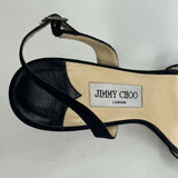 Jimmy Choo Black Silk Strappy Heel Sandals 38