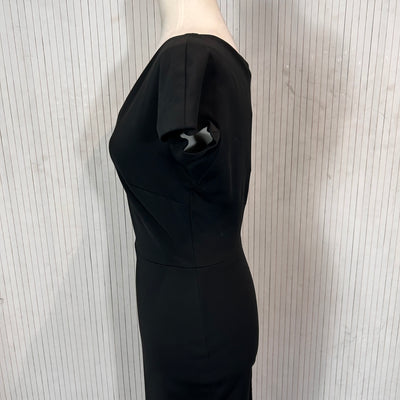 Victoria Beckham Black Stretch Cotton Zip Back Midi Dress S/M