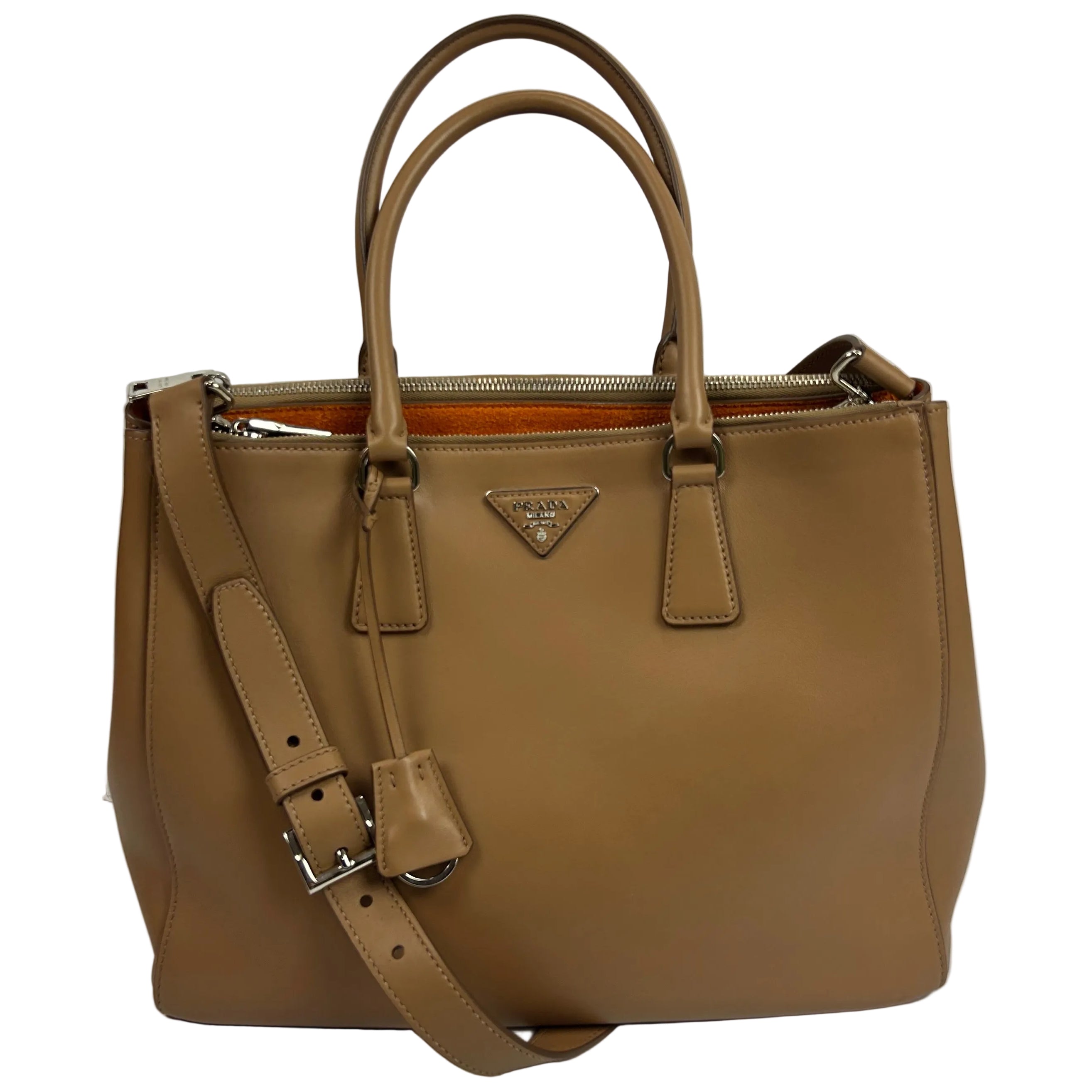 Prada New £3200 Caramel Galleria City Calf Tote Bag
