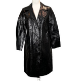 All Saints Black Glossy Lambskin Ali Mac Coat M