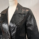 All Saints Black Glossy Lambskin Ali Mac Coat M