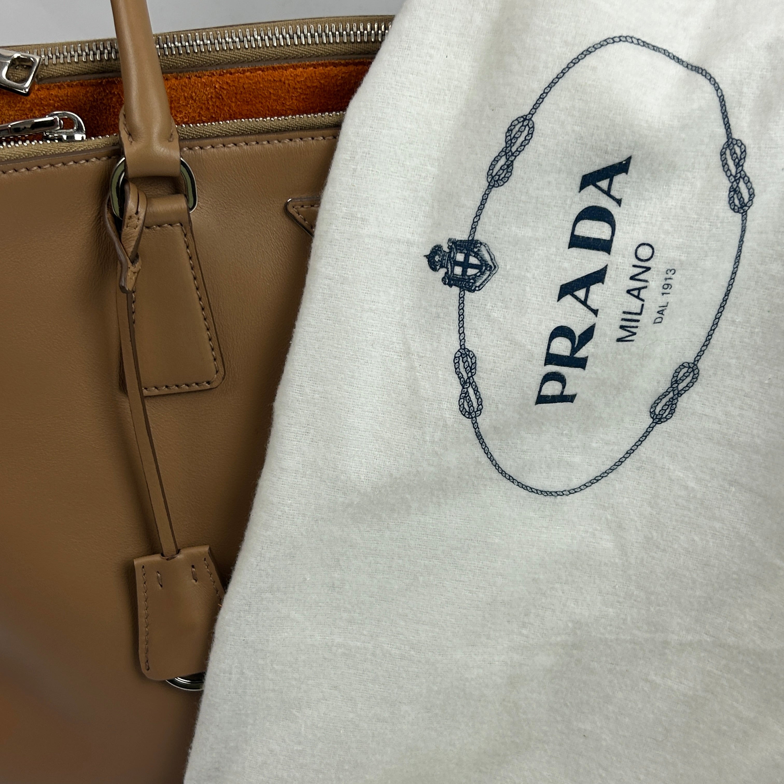 Prada New £3200 Caramel Galleria City Calf Tote Bag