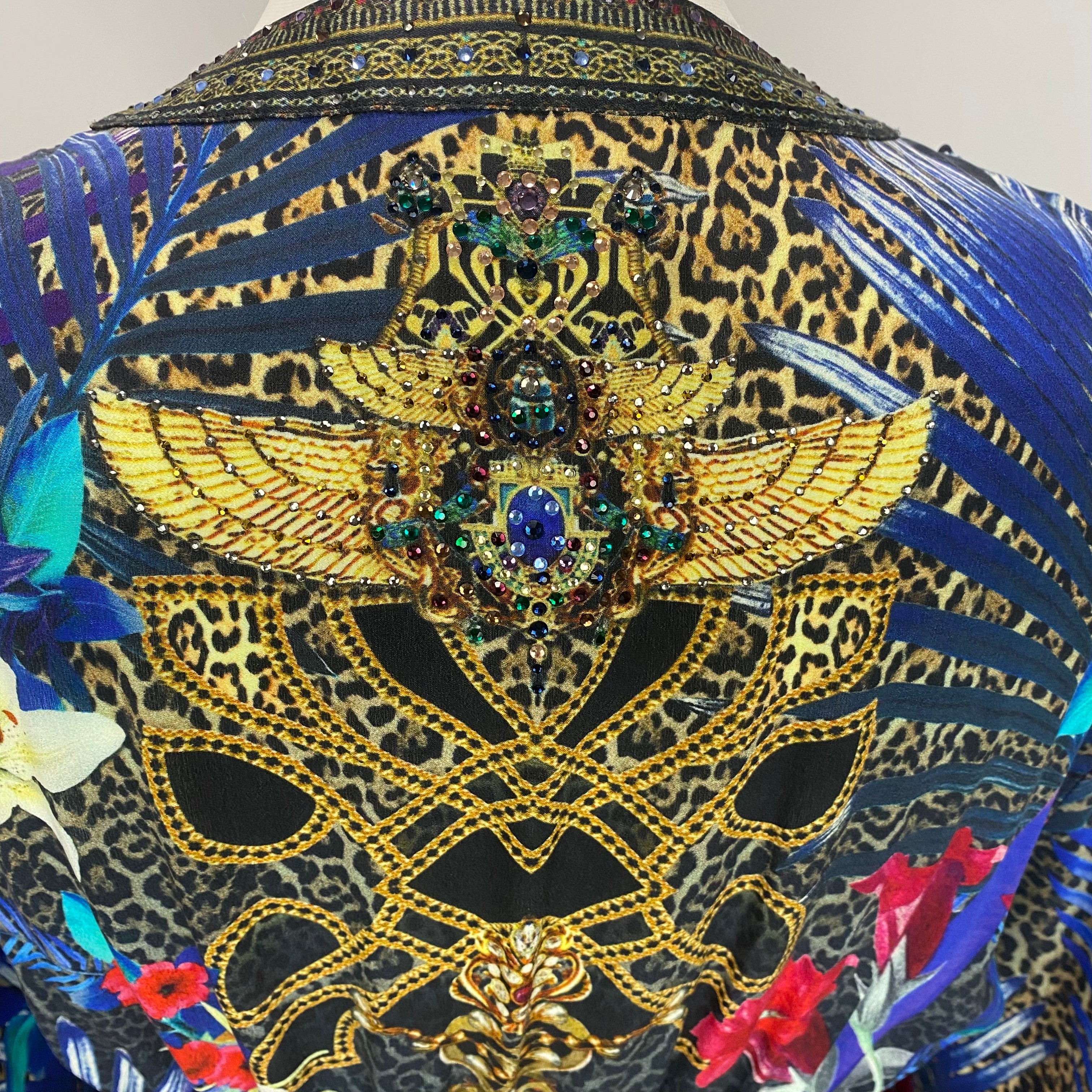 Camilla £878 Black Lily & Leopard Print Silk Maxi Dress XS