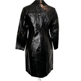 All Saints Black Glossy Lambskin Ali Mac Coat M