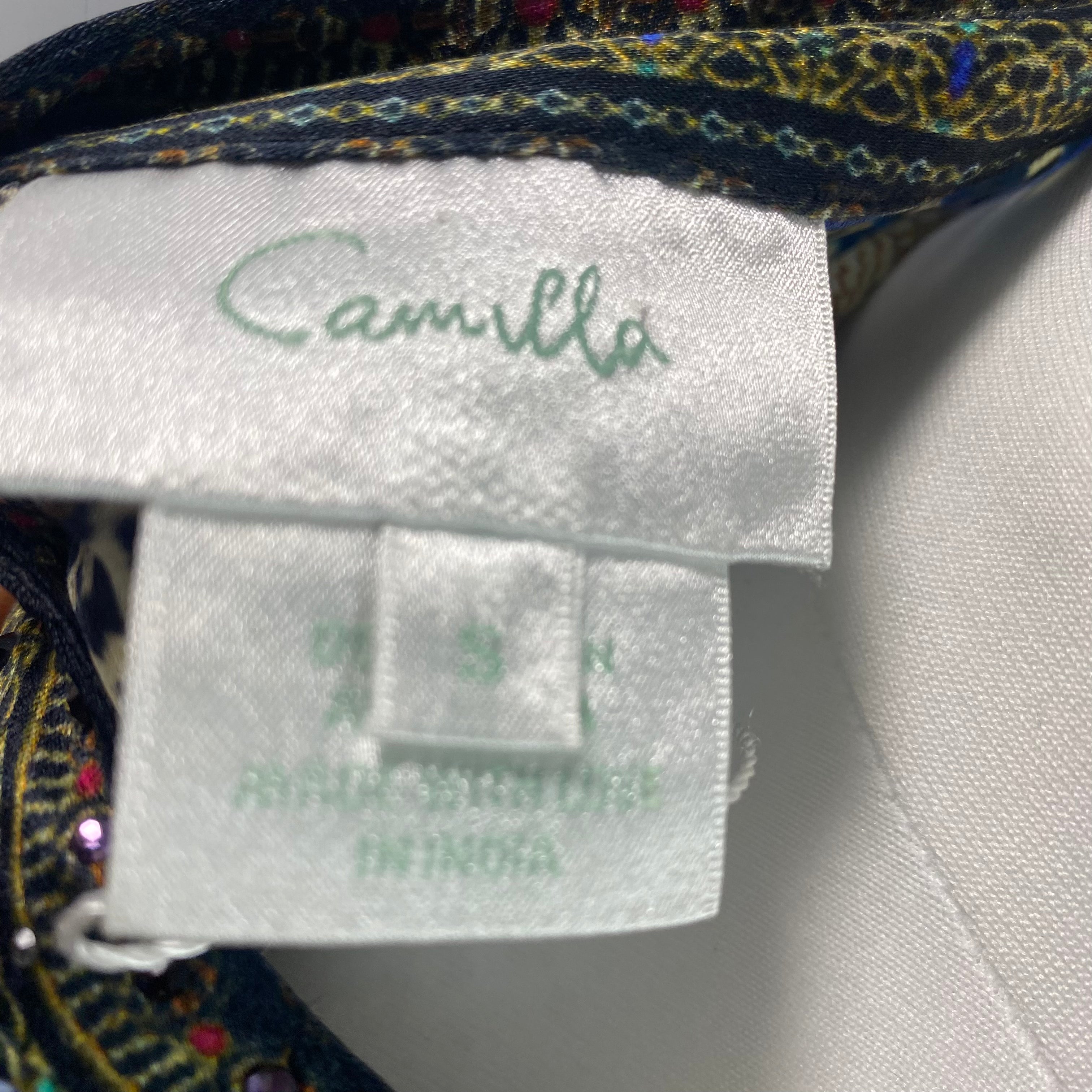 Camilla £878 Black Lily & Leopard Print Silk Maxi Dress XS