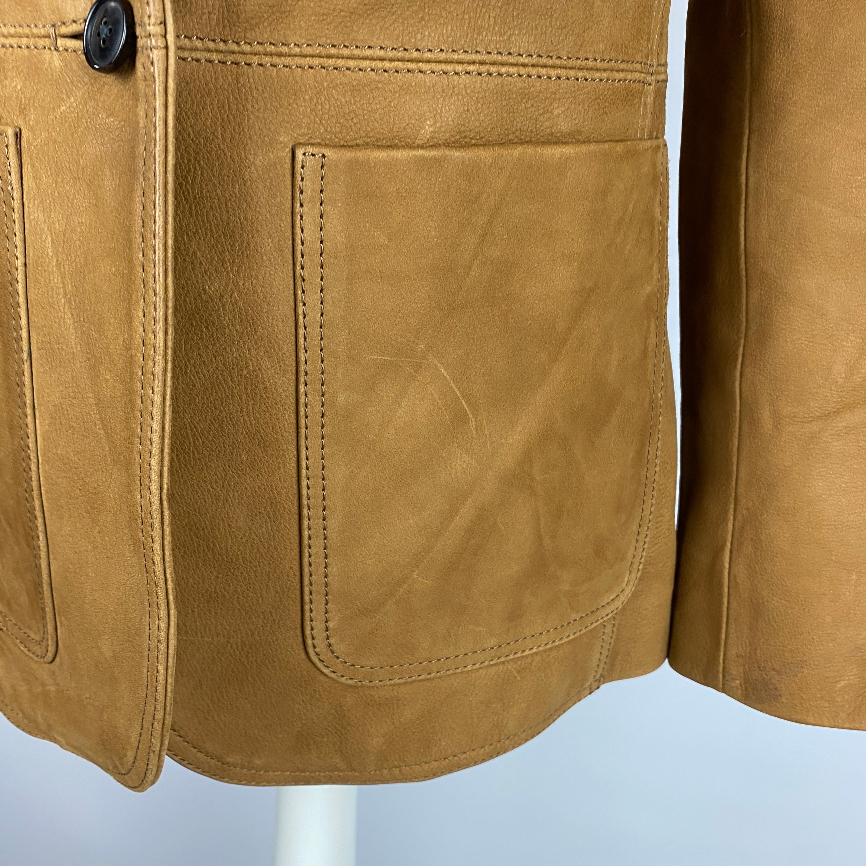 Me&Em New £375 Camel Nubuck Leather Forever Blazer XS