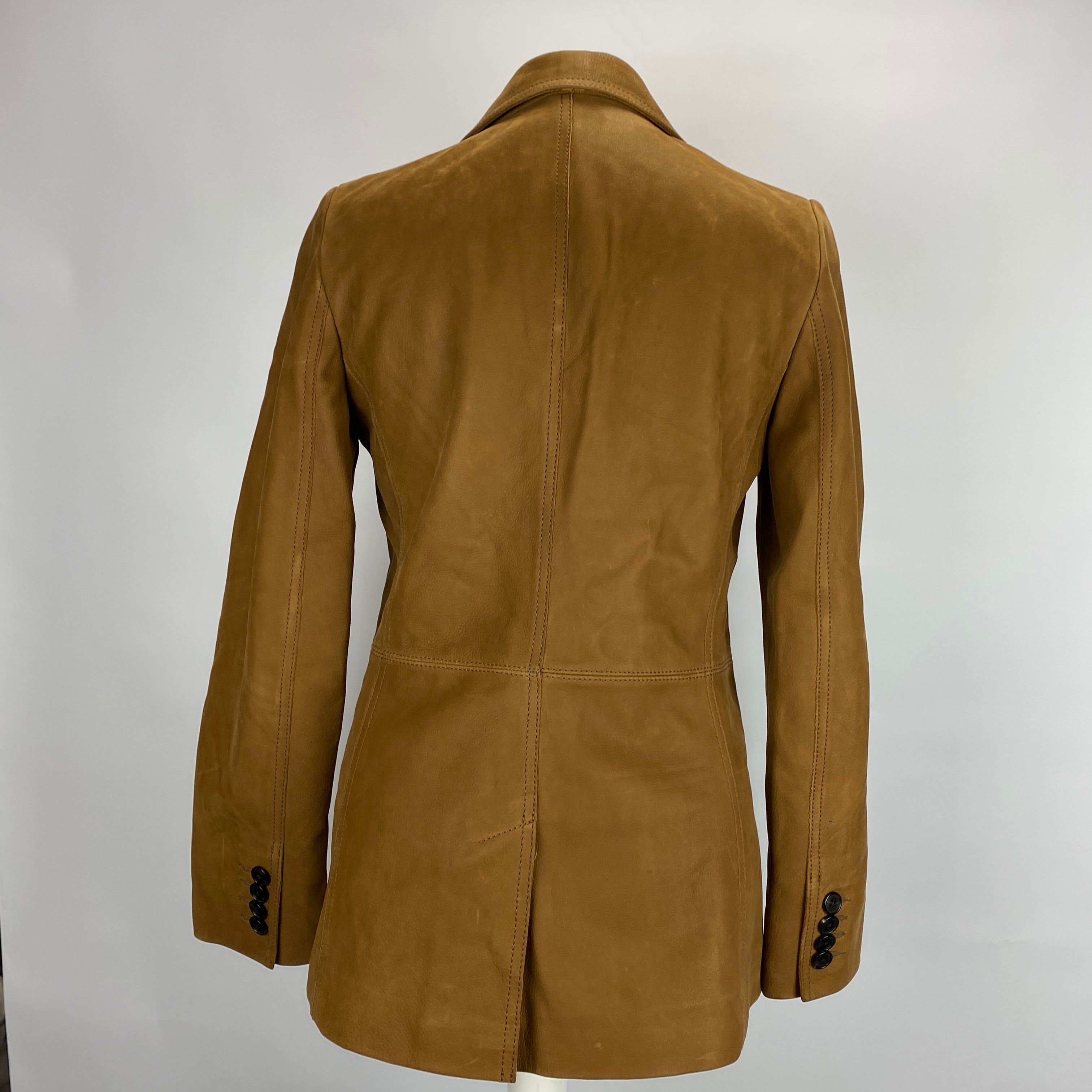 Me&Em New £375 Camel Nubuck Leather Forever Blazer XS