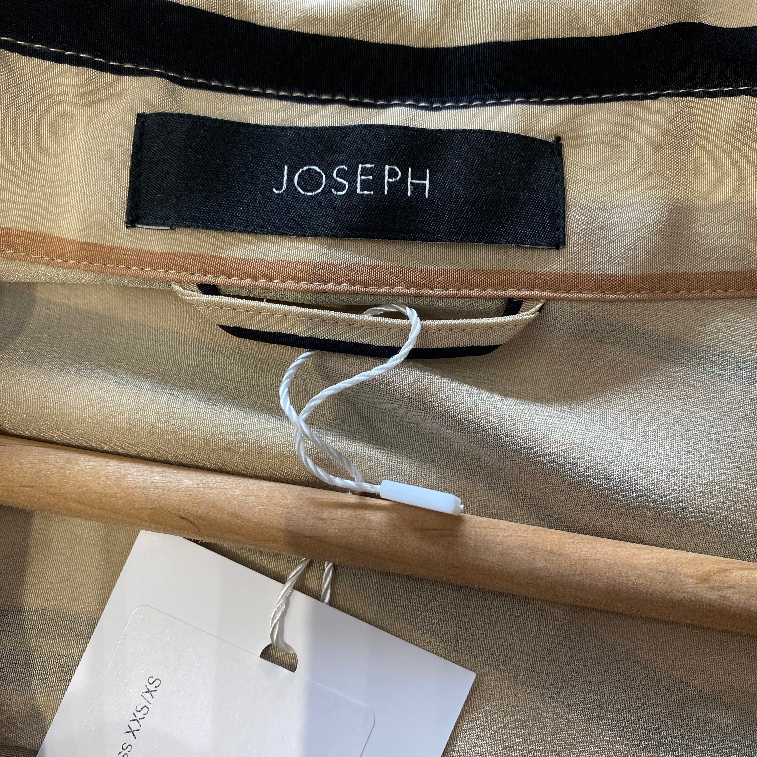 Joseph £595 Deep Vanilla & Black Stripe Silk Shirtdress XXS/XS