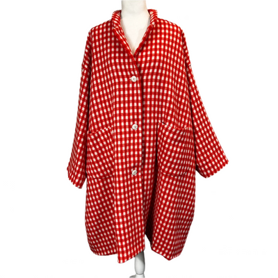 Casey Casey £1300 Red Gingham Brushed Wool Coat S/M/L/XL