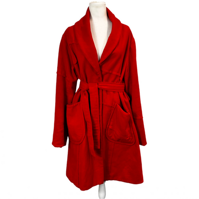 Casey Vidalenc Scarlet Wool Raw Edge Coat M