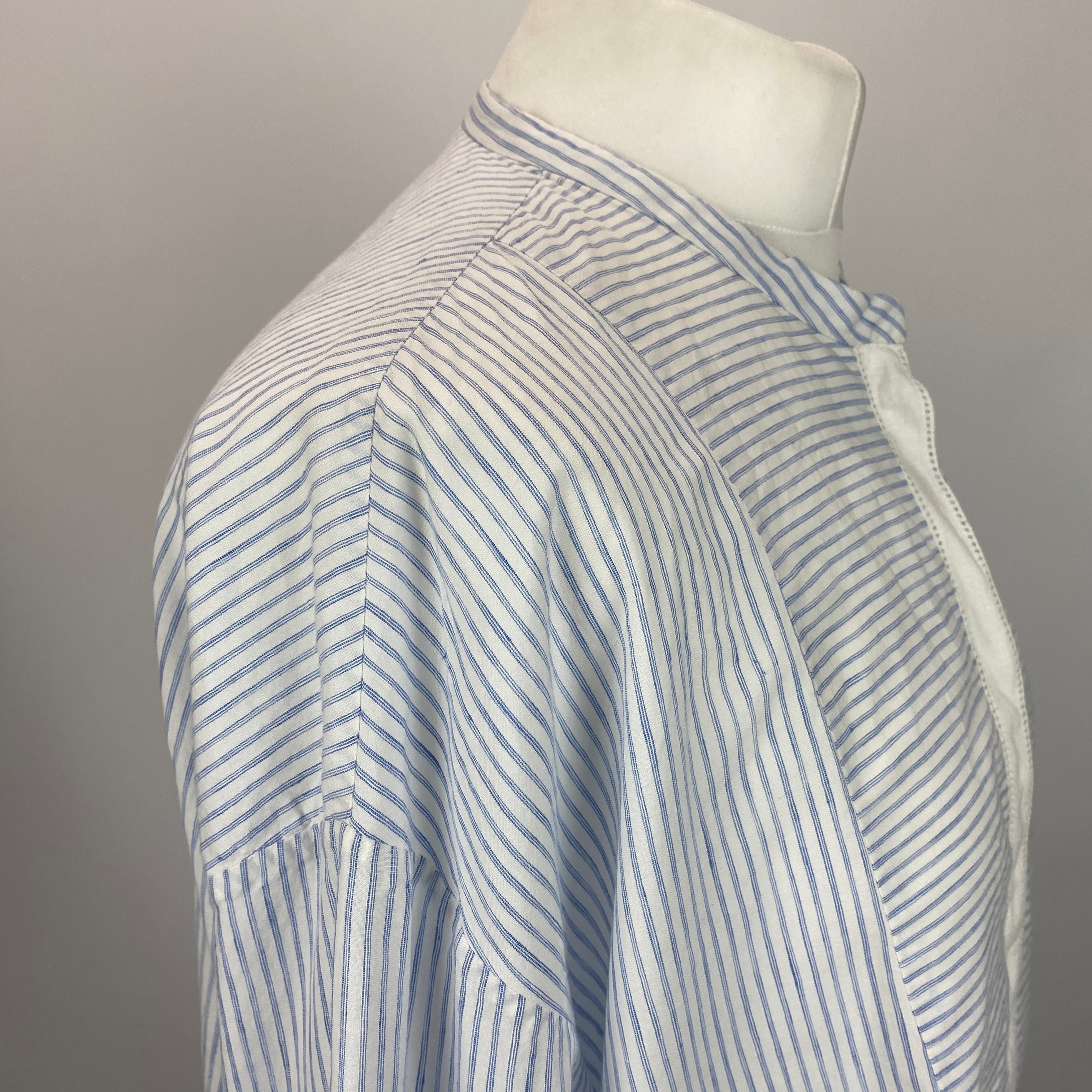 Loro Piana £1600 Blue & White Pinstripe Linen & Cotton Tunic XXL